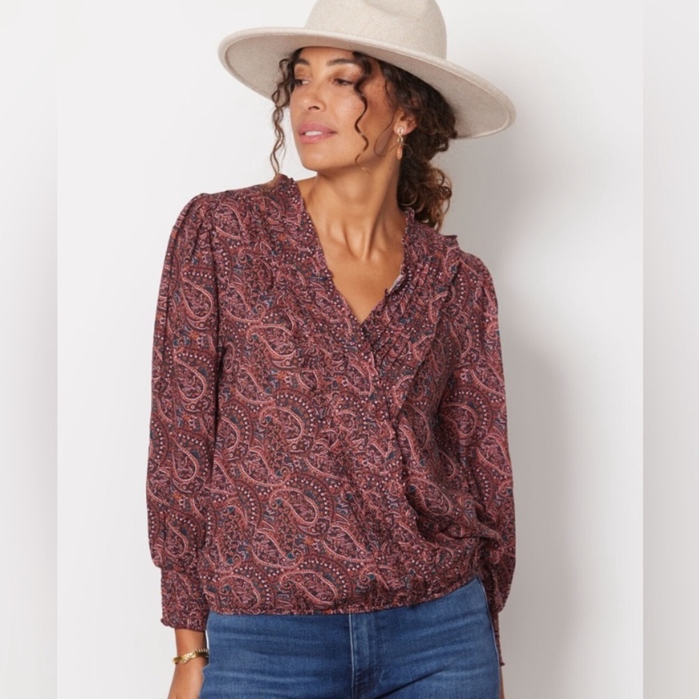 Evereve Anden Paisley Blouse Faux Wrap